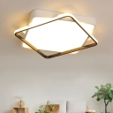 Triangle/Square Overlap Ceiling Light Modern Metal White and Gold LED Flush Mount Light Fixture, 18