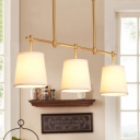 Cone Dining Room Island Pendant Fabric 3-Head Postmodern Hanging Light Fixture in Gold