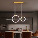 Acrylic Ring and Rod LED Pendant Lamp Modern Gold Island Ceiling Light in White/3 Color Light/Remote Control Stepless Dimming