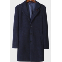 Leisure Men's Coat Solid Color Button Fly Side Pocket Notched Lapel Collar Long Sleeves Regular Fitted Coat