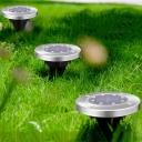 Silver Circle Solar In-Ground Light Contemporary 4-Light LED Metal Path Lamp for Yard, 8/12 Pieces