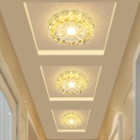 Chrome Square/Round Ceiling Flush Modern Clear Crystal Blossom LED Flush Mounted Light in Warm/White Light