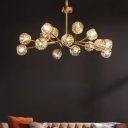 Faceted-Cut Crystal Ball Chandelier Postmodern 6/9/18-Head Living Room Ceiling Chandelier in Brass