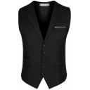 Fancy Mens Suit Vest Solid Color Button-down Notched Lapel Collar Sleeveless Slim Fitted Suit Vest
