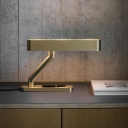 Z Shaped Night Stand Light Post-Modern Metal Bedroom Table Lamp with Tray Base in Gold