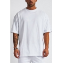 Basic Mens Tee Top Plain Round Neck Short Sleeves Regular Fitted T-Shirt