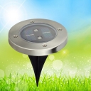 Circle Solar LED In-Ground Light Contemporary Stainless Steel Patio Lawn Lamp in Black-Nickel, Warm/White/Red Light