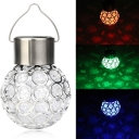 Hollowed out Ball Mini Solar Pendant Simple Stainless Steel Silver LED Hanging Light in White/Multicolored Light