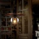 Flat Shade Down Lighting Pendant Artistry Iron 1 Bulb Dining Room Hanging Light in Rust