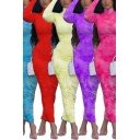 Fancy Women's Dress Tie Dye Pattern High Neck Long Sleeves Ruched Detail Maxi Dress