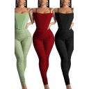 Gorgeous Ladies Set Plain Cold Shoulder Fitted Top & Ruched Skinny Pants Set