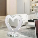 Stylish Modern Loving Heart Table Lamp Crystal Embedded LED Nightstand Light in Stainless Steel, Warm/White Light