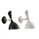 Funnel Shaped Rotating Wall Light Nordic Metallic 1 Bulb Bedroom Wall Lamp Fixture in Black/White and Brass