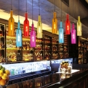 Wine Bottle Bistro Cluster Pendant Multicolored Glass 5 Lights Decorative Hanging Ceiling Light