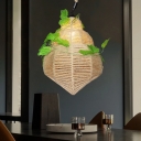 Rope Shell Shaped Down Lighting Pendant Coastal 1 Head Dining Room Plant Suspension Light in Beige