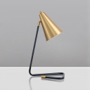 Gold Cone Night Lamp Postmodern Style 1 Bulb Metal Table Light with Adjustable Joint