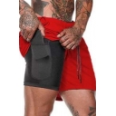 Leisure Men's Shorts Solid Color Fully Lined Pocket Inside Drawstring Elastic Waist Shorts