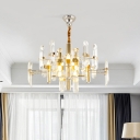Postmodern Sputnik Hanging Pendant Clear Crystal Rod 8/10/12-Light Living Room Chandelier in Gold