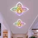 Lotus Flush Mount Light Fixture Stylish Modern Clear Crystal Aisle LED Ceiling Lamp in Warm/White/Multi-Color Light