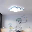 Small/Large Acrylic Cloud Ceiling Fixture Cartoon White/Pink/Blue LED Flush Mounted Light for Child Room