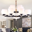 10/15/18 Lights White Glass Up Chandelier Minimalist Black Bell Shaped Living Room Ceiling Hang Lamp