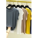 Leisure Women's Tee Top Solid Color Round Neck Sleeveless Regular Fitted Bottoming T-Shirt