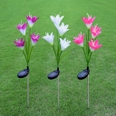 3 Pcs Plastic Lily Solar Ground Lamp Modernism White/Pink/Purple LED Stake Lighting for Garden