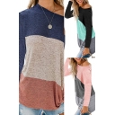 Girls Popular T Shirt Colorblock Long Sleeve Boat Neck Relaxed Fit Tee Top