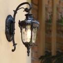 Single Rippled Glass Wall Mounted Light Rustic Black Bell Small/Large Outdoor Wall Sconce