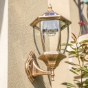Paneled Bell Clear Glass Solar Sconce Lamp Vintage Outdoor Wall Light Kit in Black/Bronze
