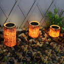 Rustic Tree Stump Solar Path Light Resin Outdoor LED Ground Lighting in Brown, 1 Piece