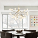 Leaf/Bubble Shaped Pendant Ceiling Light Modern Acrylic/Clear Glass 27/36 Heads Gold Hanging Chandelier