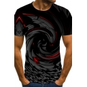 Trendy Men's Tee Top Digital Graphic 3D Pattern Round Neck Short Sleeves Regular Fitted T-Shirt