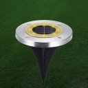 Modern Round Recessed Ground Lamp Metal Courtyard LED Solar Stake Light in Black, Warm/White Light