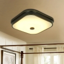 Small/Medium/Large Square LED Flush Mount Minimalism Black/Gold Frosted White Glass Ceiling Lighting Fixture