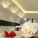 Lotus Blossom Crystal Ceiling Lighting Contemporary 3/5w LED Clear Flush Mount Fixture in Warm/White Light/Third Gear