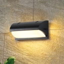 Quarter-Cylinder Sconce Fixture Modern Metal Outdoor LED Wall Mounted Light in Black, 10