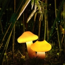 Resin Mushroom LED Ground Lamp Kids Yellow Wiring/Solar Lawn Light for Courtyard, Small/Medium/Large