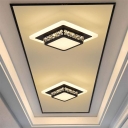 Round/Square Flush Light Modern Beveled-Cut Crystal Black/White LED Ceiling Mount Lamp in Warm/White Light for Foyer