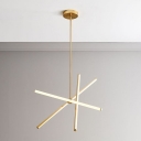 Black/Gold Stick Suspension Lamp Simplicity Metal LED Chandelier Pendant Light for Living Room