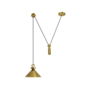 Brass Cone Shade Swag Pendant Postmodern 1 Bulb Metal Pulley Ceiling Suspension Lamp