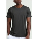 Leisure Men's Tee Top Solid Color Crew Neck Short-sleeved Regular Fitted Active T-Shirt