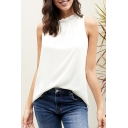 Ladies Plain Sleeveless Stringy Selvedge Crew Neck Loose Fitted Fashion Tank Top