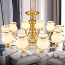 Bud Shaped Living Room Chandelier Opal Frosted Glass 6/8/10-Light Modern Ceiling Pendant Light in Gold