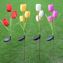 Pack of 1 Piece Tulip Ground Light Modern Plastic White/Pink/Red Solar LED Path Lamp for Courtyard