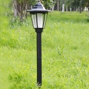 1 Pc Retro Style Conic Ground Lantern Light Metallic Outdoor Solar LED Stake Lamp in Black, White/Yellow Light