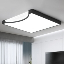 Ultrathin Living Room LED Ceiling Lighting Simple Black/White Flush Mount with Square Acrylic Shade, Warm/White Light
