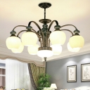 Emerald 4/7/11-Head Hanging Pendant Traditional White Glass Bud Shaped Chandelier for Living Room