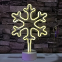 Snowflake LED Night Lighting Modern Acrylic White Battery Nightstand Lamp for Bedroom