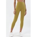 Simple Plain High Rise Stetchy Skinny Cropped Leggings for Girls